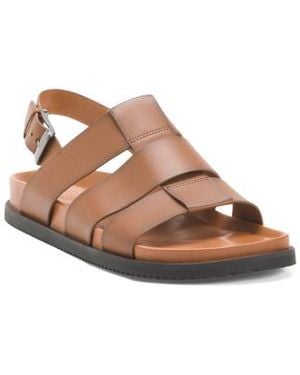 Marshalls Leather Sandals With Back Strap For - Brown