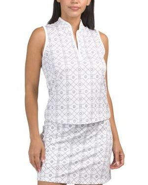 Marshalls Sleeveless Zip Collar Ribbed Trim Top For - White
