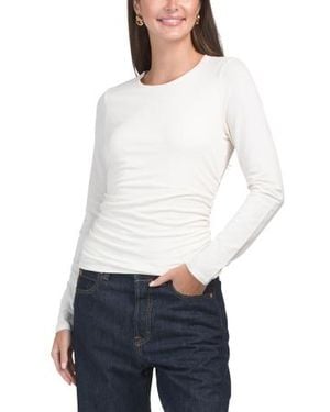 Marshalls Ruched Side Long Sleeve Blouse For - White