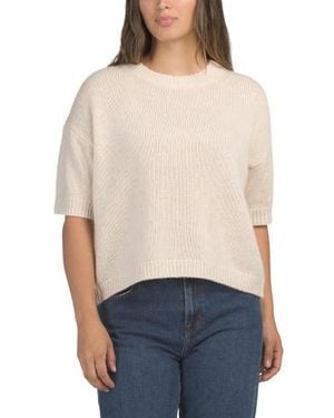 Marshalls Cashmere Short Sleeve Chunky Knit Sweater - Natural