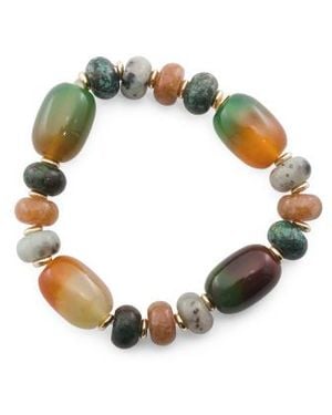 Marshalls Brass Multi Bead Stretch Bracelet For - Green