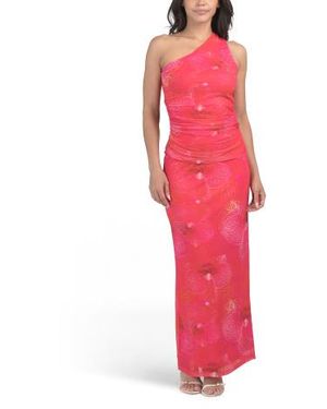 Marshalls 2Pc One Shoulder Mesh Orchid Top And Skirt Set For - Red