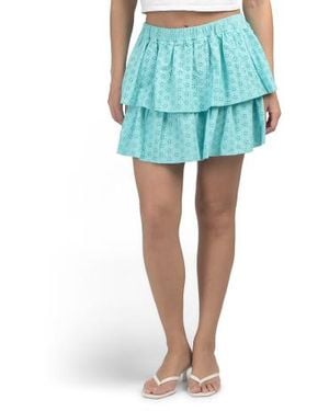 Marshalls Tiered Eyelet Lace Ruffle Skirt For - Blue