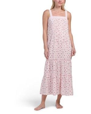 Marshalls Cotton Swiss Dot Long Nightgown For - Pink