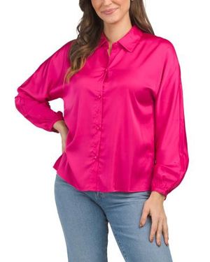 Marshalls Button Front Silky Blouse For - Red