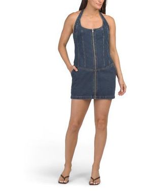 Marshalls Nyla Denim Halter Neck Mini Dress For - Blue