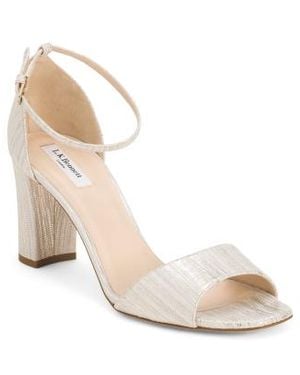 Marshalls Leather Helena Single Sole Block Heel Sandals For - Natural