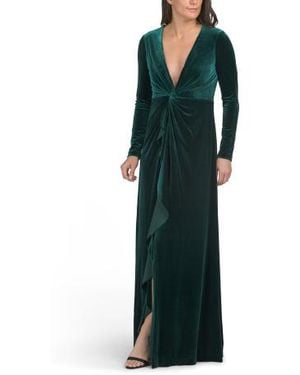 Marshalls Long Sleeve Velvet Gown For - Green