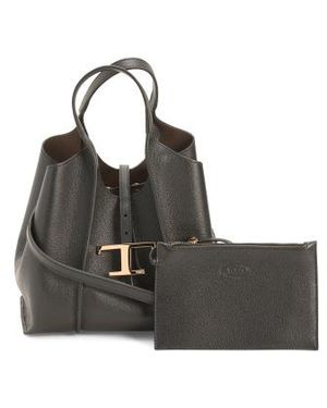 Marshalls Leather T Timeless Mini Shopper Tote With Shoulder Strap For - Black