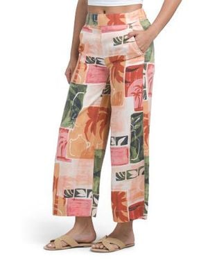 Marshalls Printed Cropped Wide Leg Pants - Red