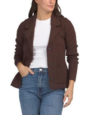Marshalls Long Sleeve Button Down Solid Blazer For - Brown