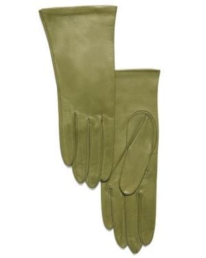 Marshalls Leather Short Gloves With Silk Lining For - Green