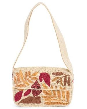 Marshalls Autumn Leaves Motif Fully Beaded Shoulder Bag For - White