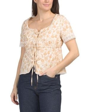 Marshalls Square Neck Tie Front Top For - Blue
