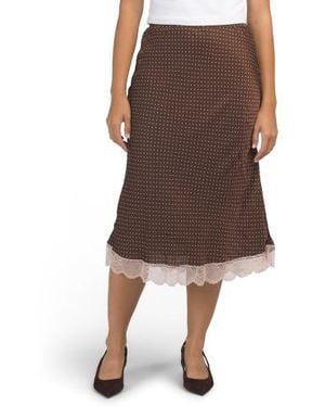 Marshalls Satin Mini Dot Lace Hem Bias Skirt For - Brown