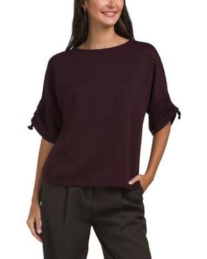 Marshalls Ruched Sleeve Boat Neck Top For - Purple