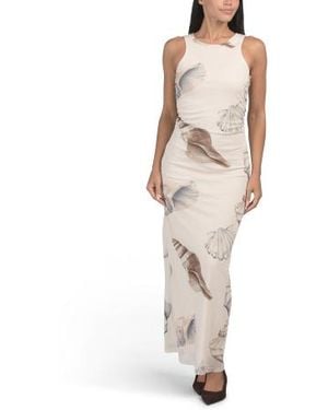 Marshalls Sleeveless Seashell Print Mesh Maxi Dress For - Natural