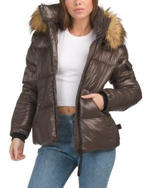 Marshalls Hooded Faux Fur Puffer Jacket For - Gray