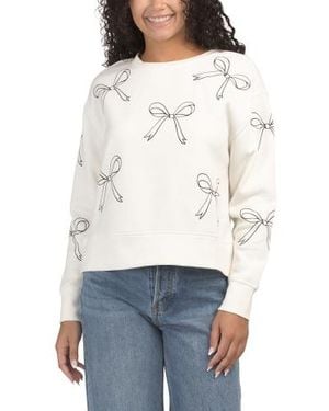 Marshalls Brushed Back Spring Terry Embroidered Bows Sweatshirt For - White