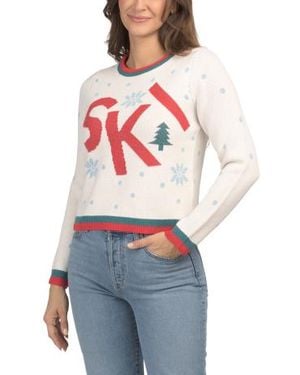 Marshalls Apres Ski Sweater With Snowflake Pattern For - White