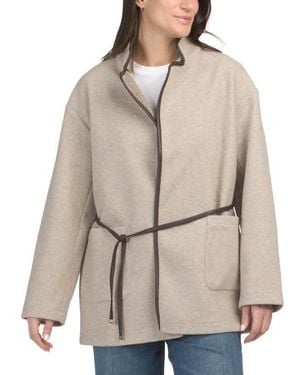 Marshalls Stand Collar Coat With Waist Tie Belt For - Natural