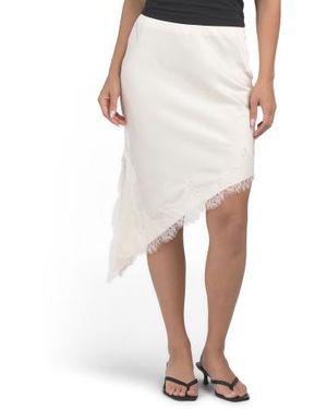 Marshalls Lace Trim Asymmetrical Skirt For - White