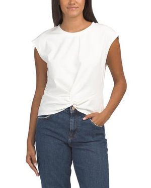 Marshalls Scuba Ponte Knit Cap Sleeve Top With Twist Hem For - Blue
