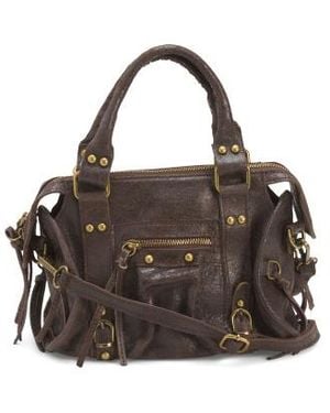 Marshalls Leather Mini Zip Satchel With Brush Finish For - Brown