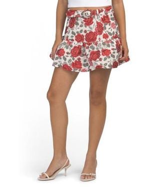 Marshalls Roses Jacquard Mini Skirt For - Red