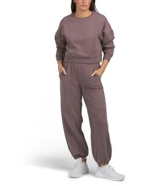 Marshalls Luxe Sueded Fleece Lined Sweatshirt And Sweatpants Set For - Gray