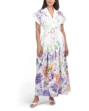 Marshalls Short Sleeve Floral Maxi Dress For - White