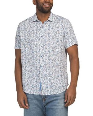 Marshalls Linen Blend Fulco Short Sleeve Shirt For - Blue