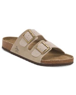 Marshalls Suede Colby 2 Band Comfort Footbed Sandals For - Brown