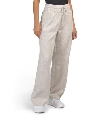 Marshalls Knit Wide Leg Pants With Exposed Elastic Waist Band - Gray