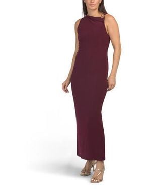 Marshalls Jersey Knit Asymmetrical Maxi Dress With Hardware For - Purple