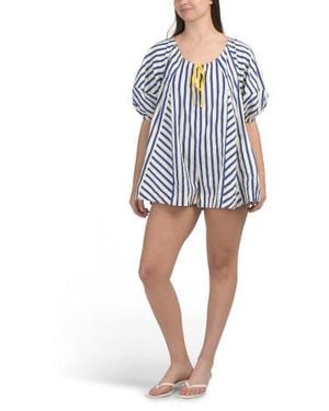 Marshalls V-Neck Puff Sleeve Romper For - Blue