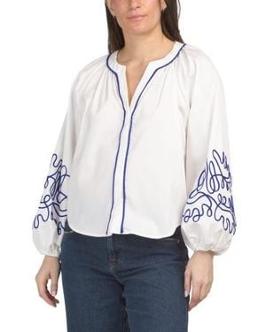 Marshalls Bracelet Cuff Raglan Puff Sleeve Top For - White