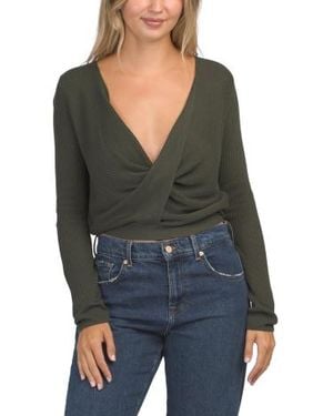 Marshalls Cashmere Blend Loop Knit Layering Surplice Sweater For - Black