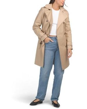 Marshalls Cotton Blend Rain Double Breasted Trench Coat For - Blue