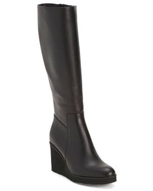 Marshalls Leather Goup Wedge Boots For - Black