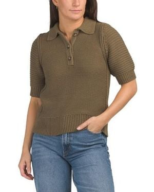 Marshalls Marley Collared Popover Short Sleeve Top For - Brown