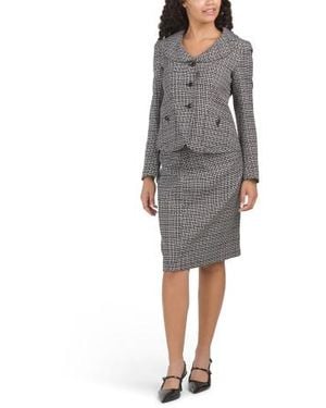 Marshalls Textured Jacket And Skirt Suit For - Gray