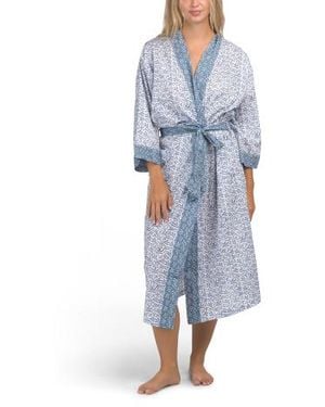 Marshalls Cotton Bud Print Kimono Style Robe For - Blue