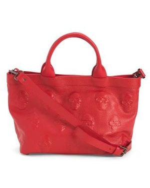 Marshalls Leather Multi Skull Satchel For - Red