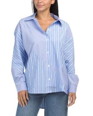Marshalls Striped Blouse With Asymmetrical Pattern For - Blue