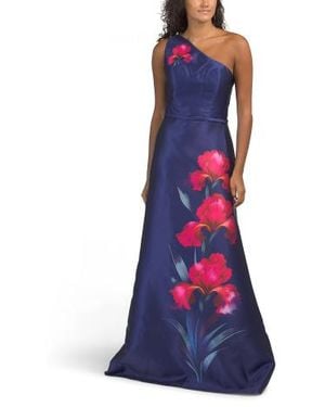 Marshalls One Shoulder Floral Mikado Gown For - Blue
