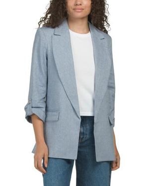 Marshalls Linen Blend Tailored Blazer For - Blue