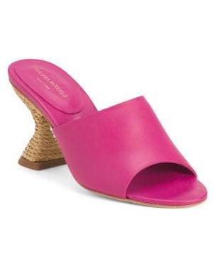 Marshalls Patent Leather One Band Conical Heeled Mule Sandals For - Pink