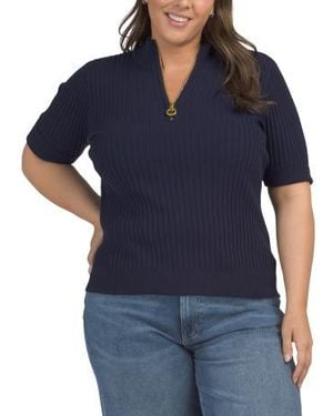 Marshalls Plus Half Zip Front Sweater For - Blue