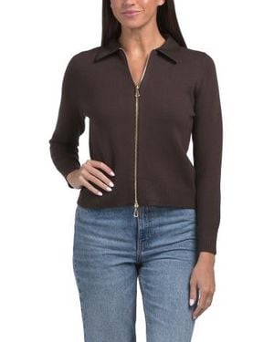 Marshalls Double Knit Collared Sweater Jacket For - Black